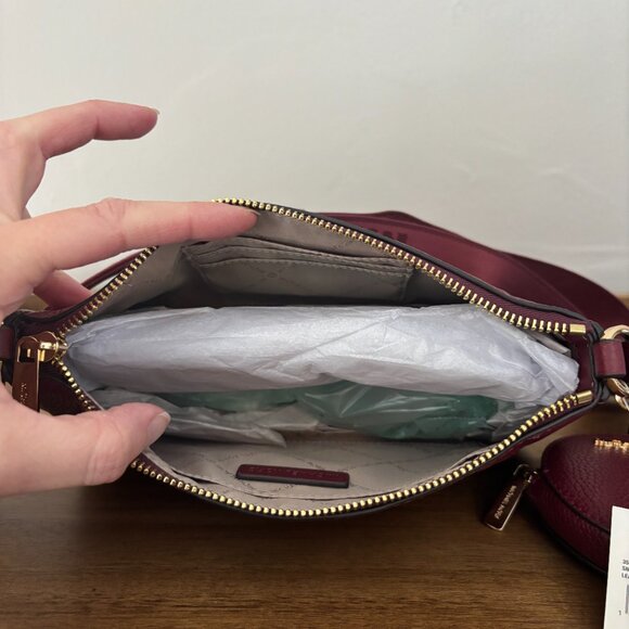 Michael Kors Jet Set Travel Small Dark Cherry Red Crossbody Tech Accessories NWT - Picture 9 of 12